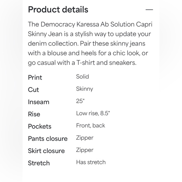 NWOT Democracy Ab Solution Capri Skinny Pants Size 16 - Picture 4 of 4